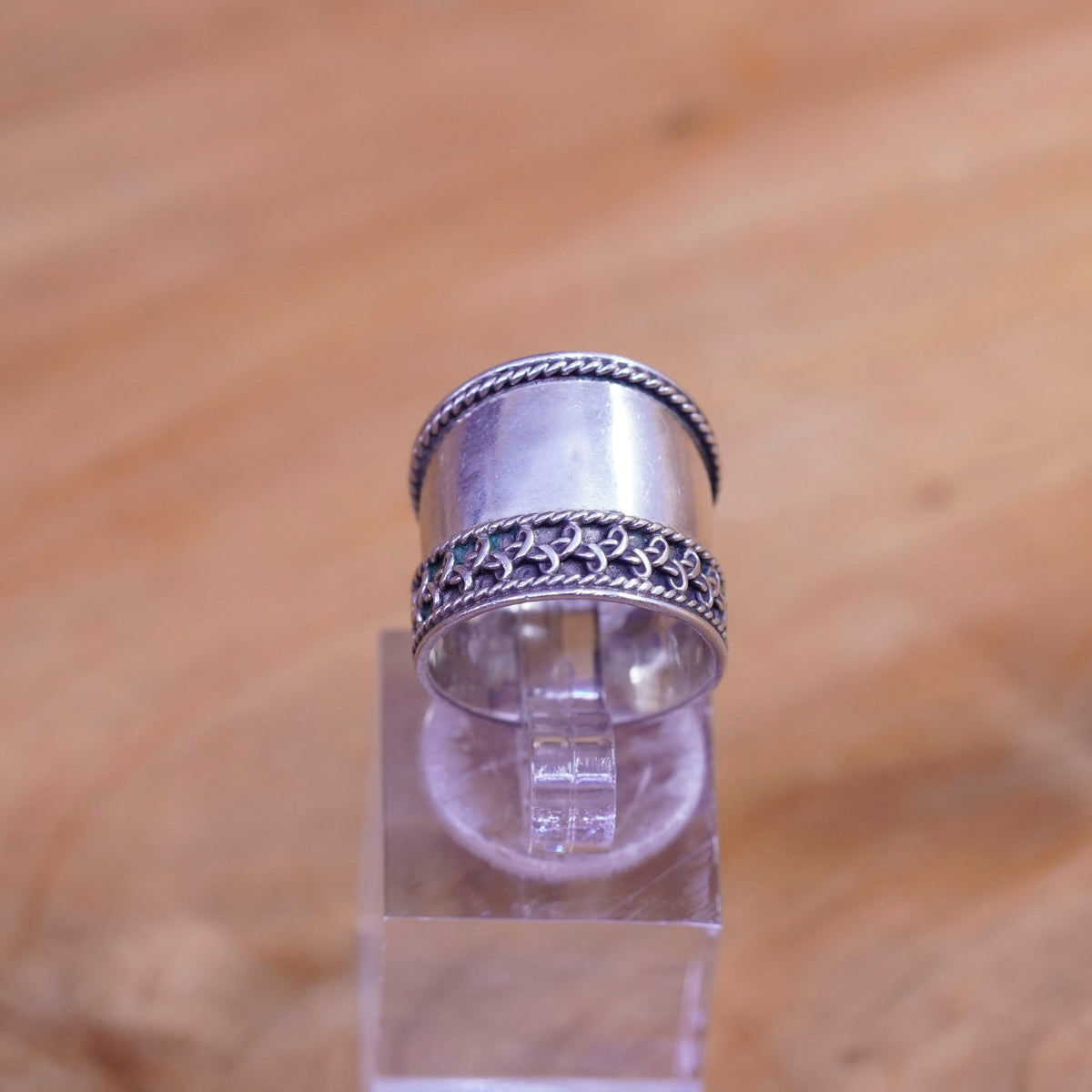 Size 4.5, vintage Sterling silver handmade ring, 925 cable wide band