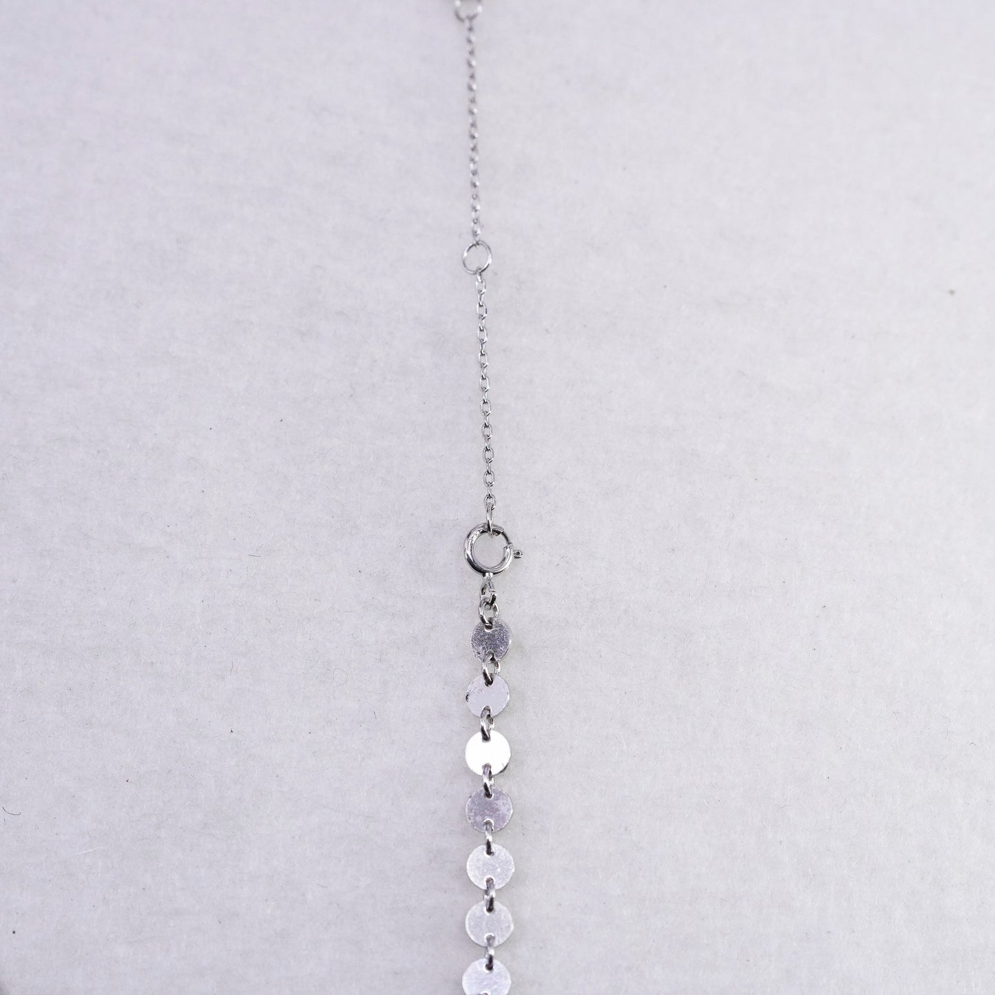 16+2”, vintage Sterling 925 silver handmade choker collar disc chain necklace