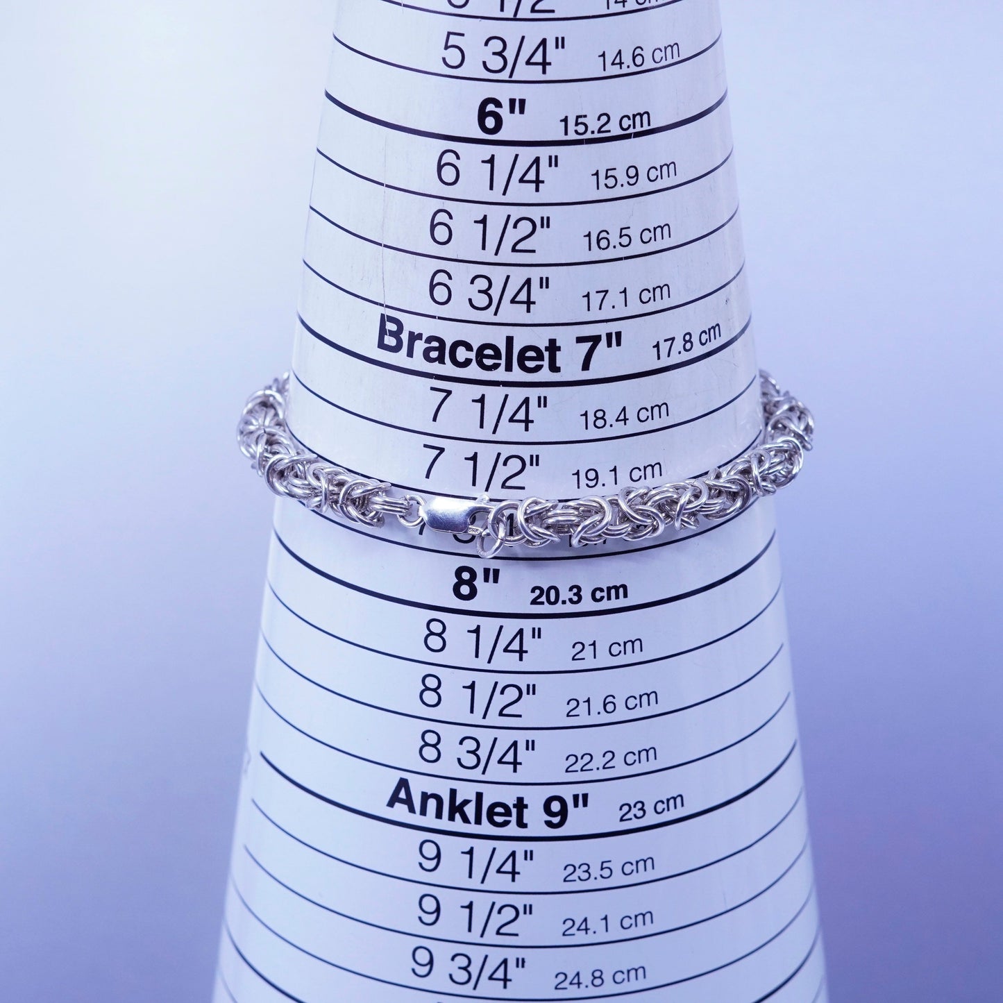 7.75”, Sterling silver bracelet 925 Byzantine birdcage chain opal hand charm