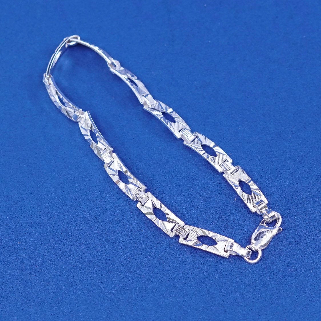 7", 5mm, vtg Sterling silver handmade bracelet, 925 bar w/ star