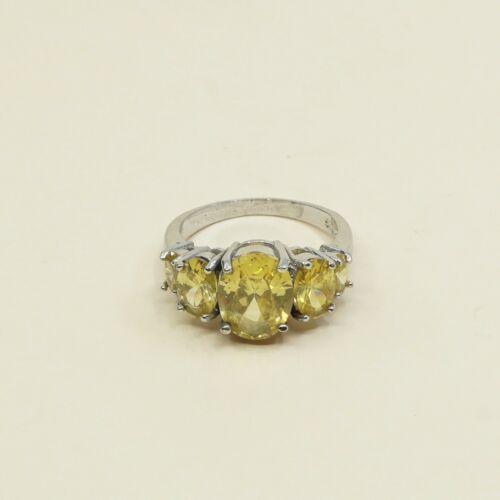Sz 6.75, Sterling Silver handmade Ring, 925 Silver W/ citrine