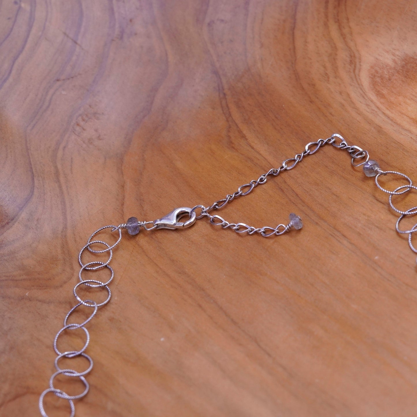 16+2”, sterling silver necklace, 925 circle chain teardrop peridot pendant