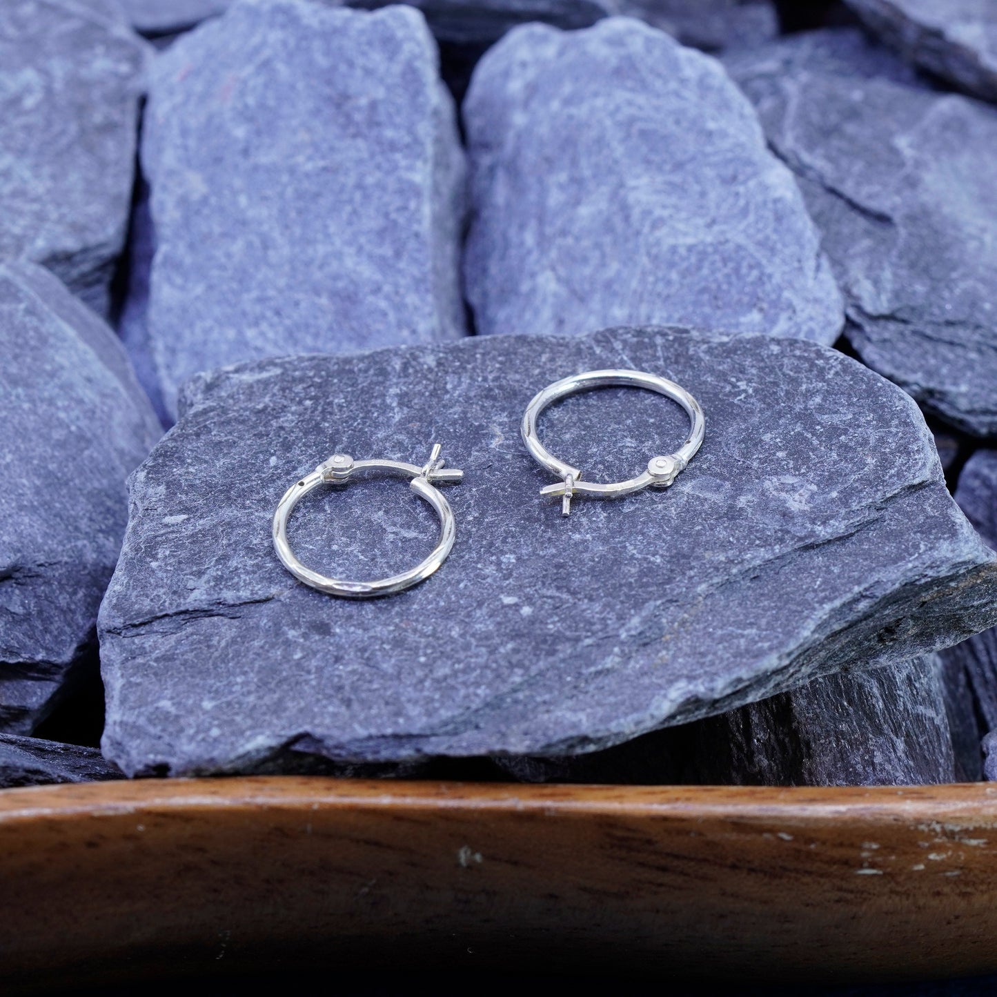 0.5”, vintage Sterling silver handmade hoop earrings, fine 925 huggie