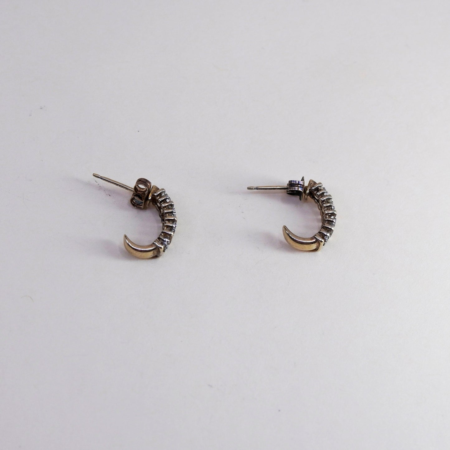 0.5”, vermeil gold over sterling silver earrings, 925 hoops huggie real diamond