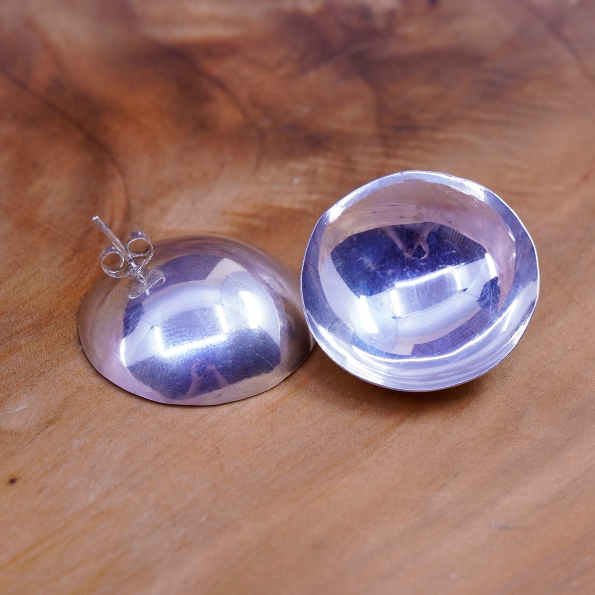 Vintage Sterling silver disc studs, 925 earrings