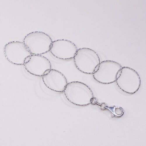 6.5”, Vtg Italy Sterling 925 Silver Handmade Huge Lightweight Oval Link Bracelet