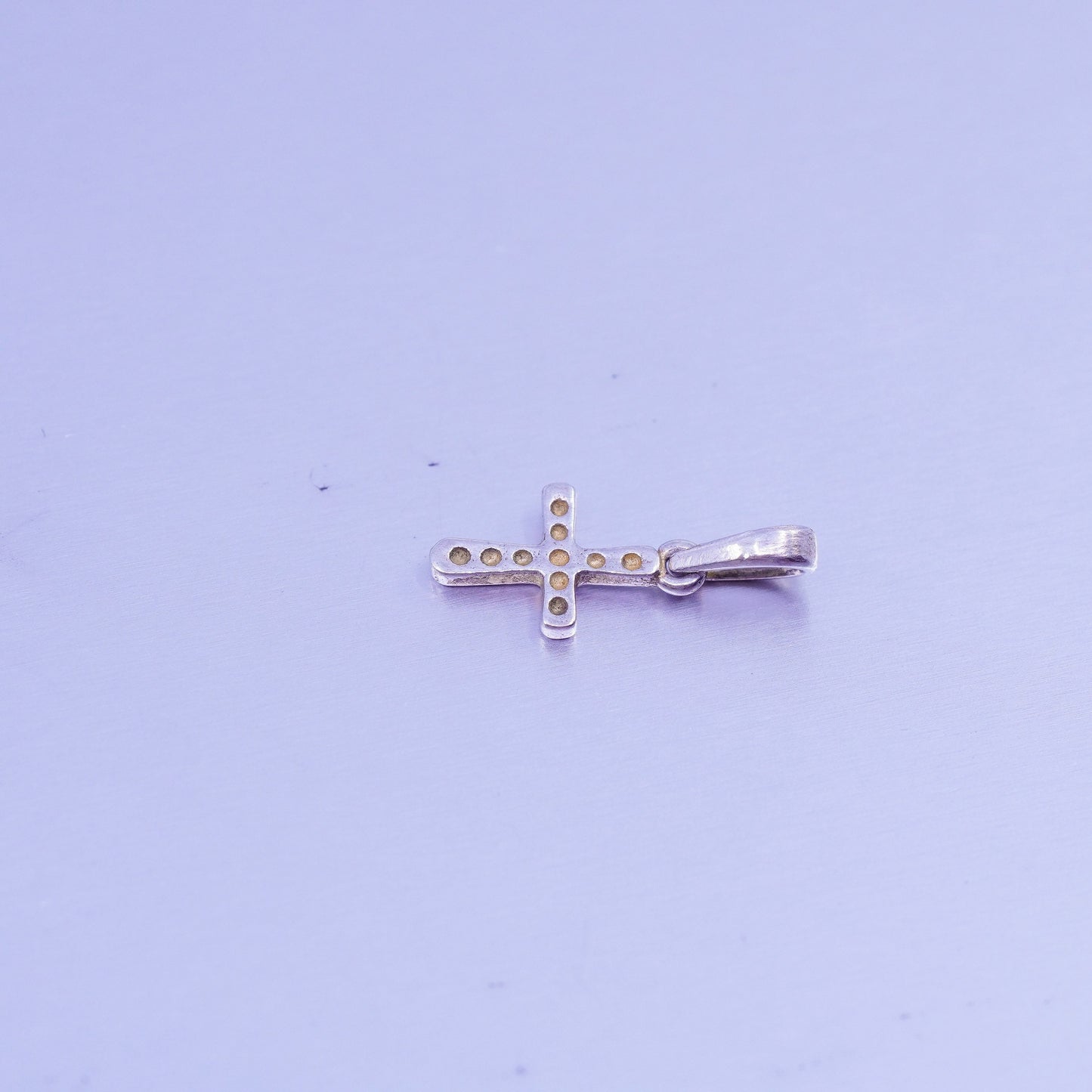 Vintage sterling 925 silver handmade tiny cross pendant