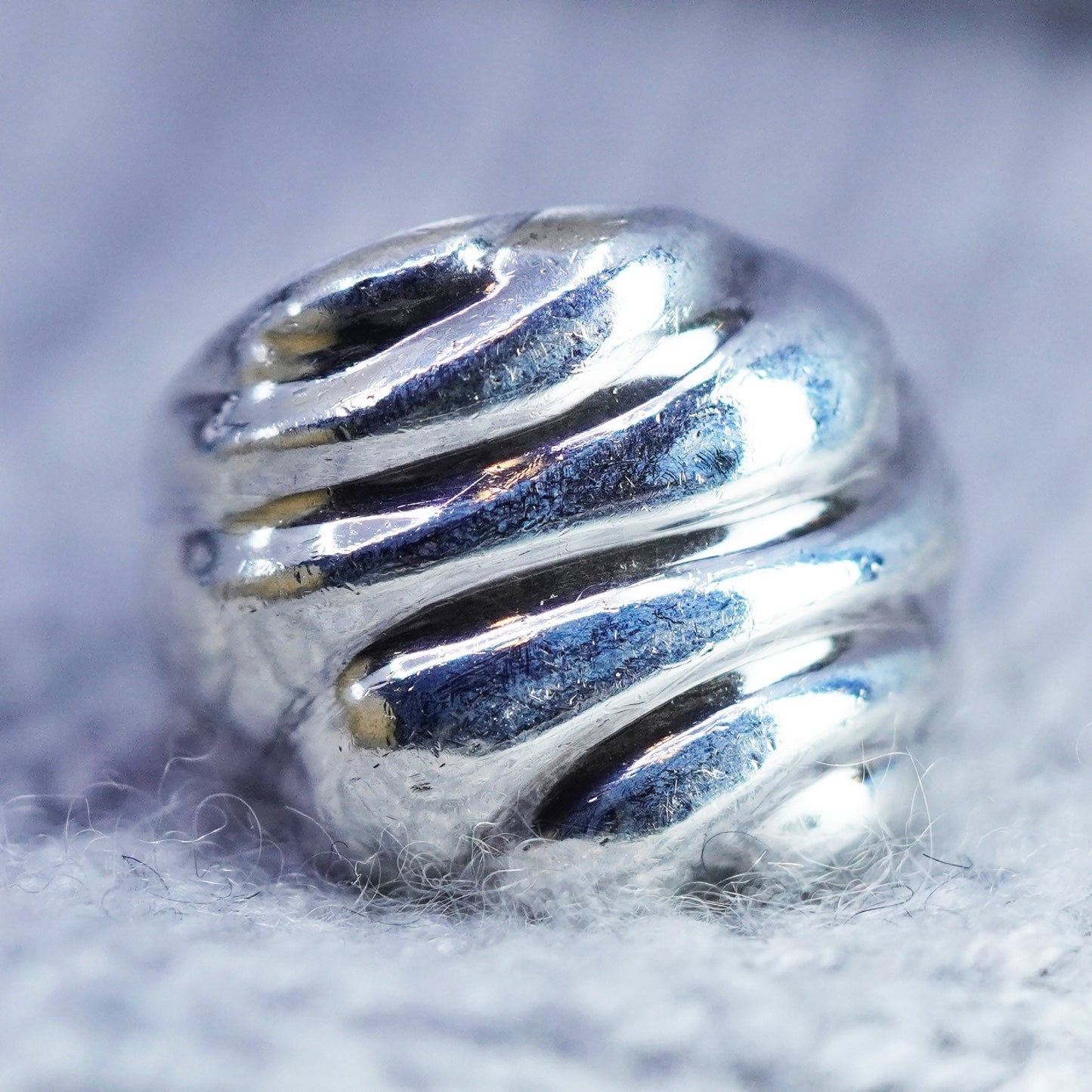 Size 5.5, vintage Sterling 925 silver handmade ring, modern ribbed band
