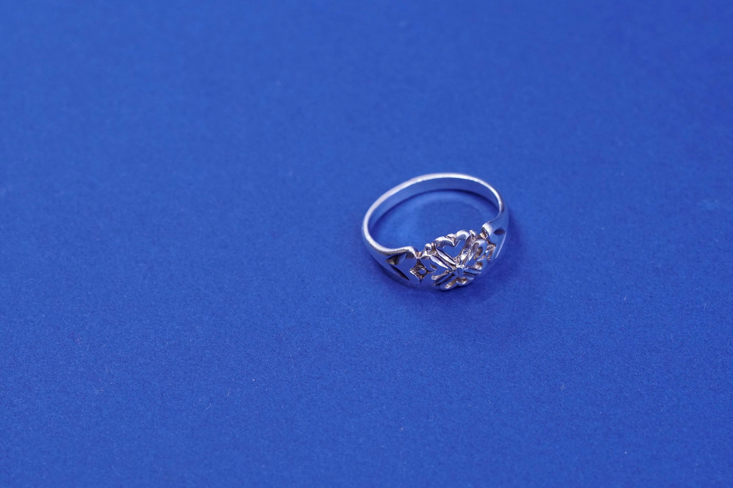 Size 6.5, vintage sterling silver handmade ring, 925 filigree heart band