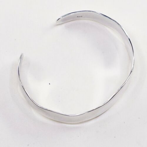 6.75”, Vtg Southwestern Modern Sterling 925 Silver Handmade Wavy cuff Bracelet