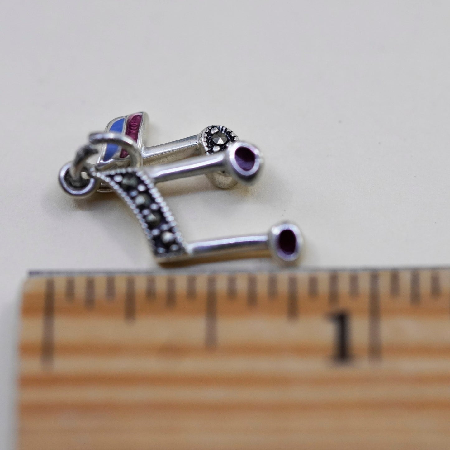 sterling silver handmade pendant, 925 music note, melody charm with marcasite