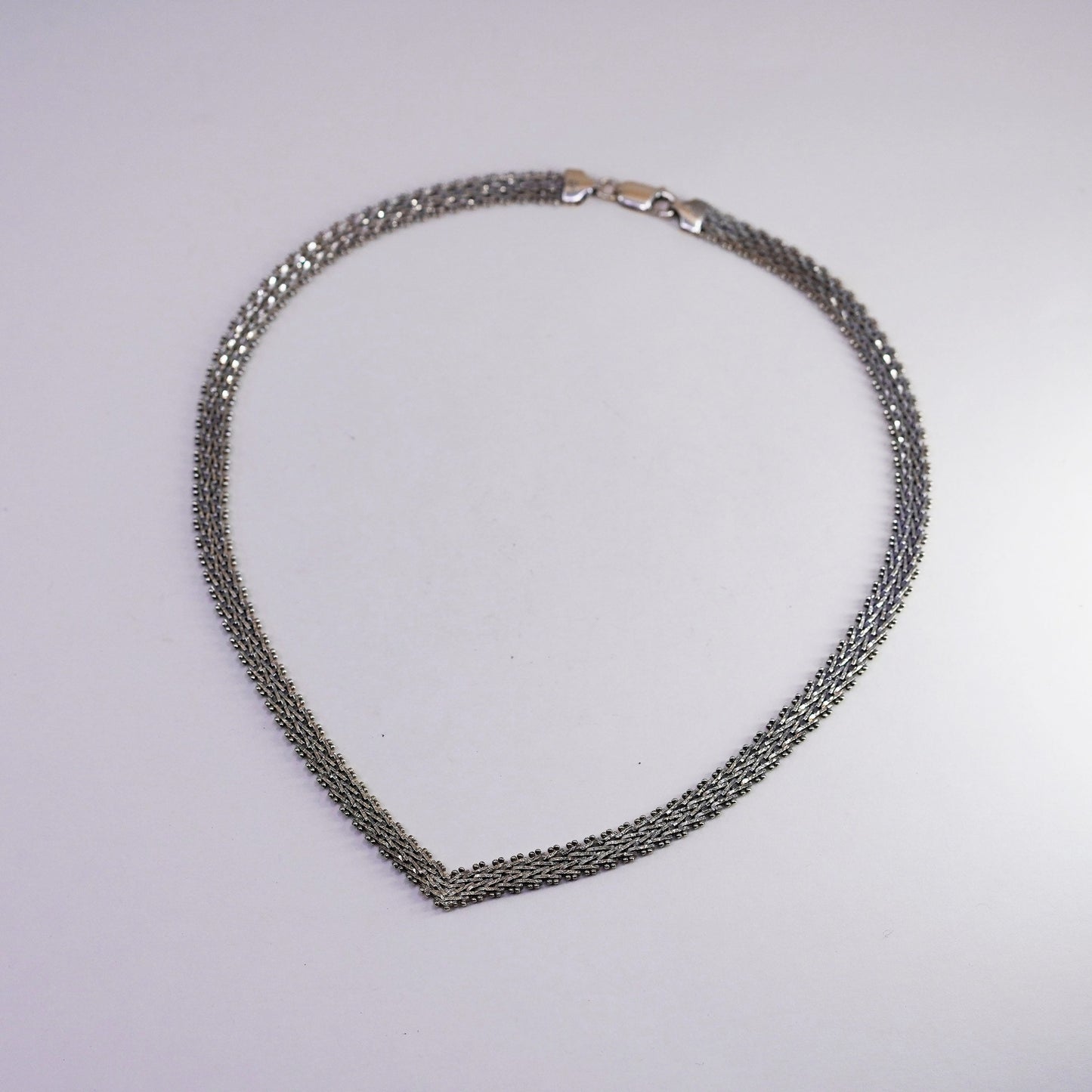 16”, Vintage vermeil gold over sterling silver Riccio link chain V 925 necklace