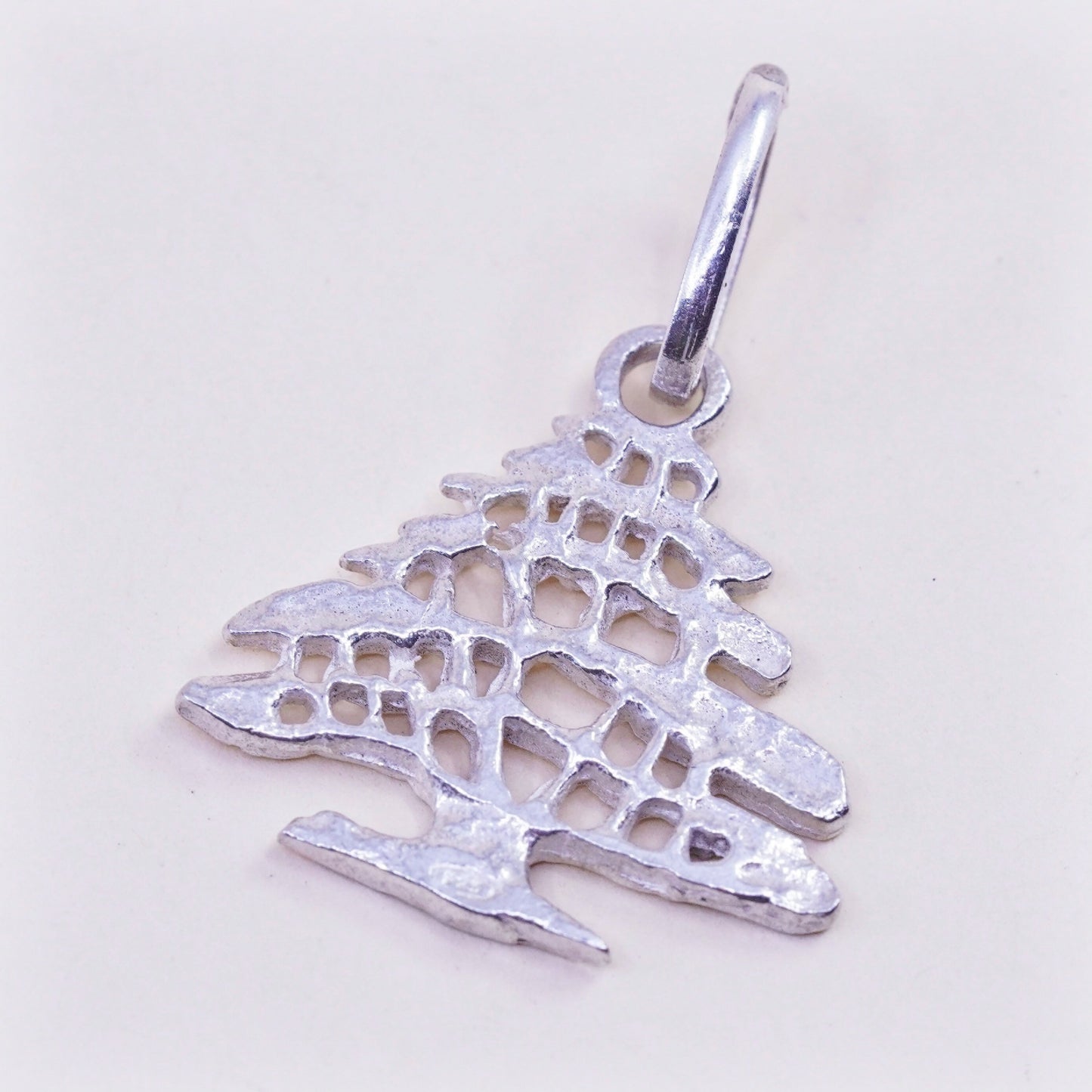 Vintage Sterling silver handmade pendant, 925 Christmas tree charm