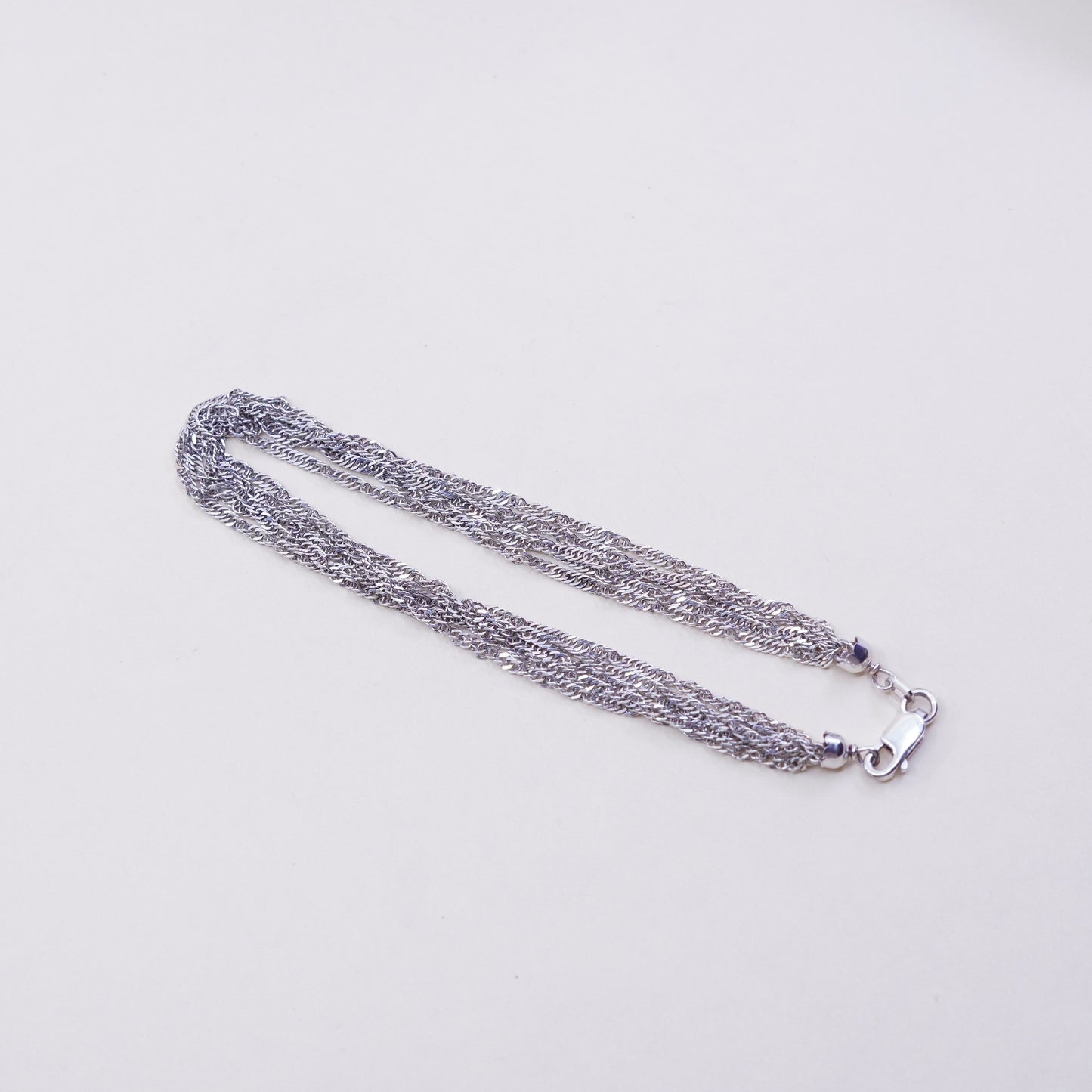 8”, JCM italy multi strands sterling silver bracelet, 925 twisted curb links