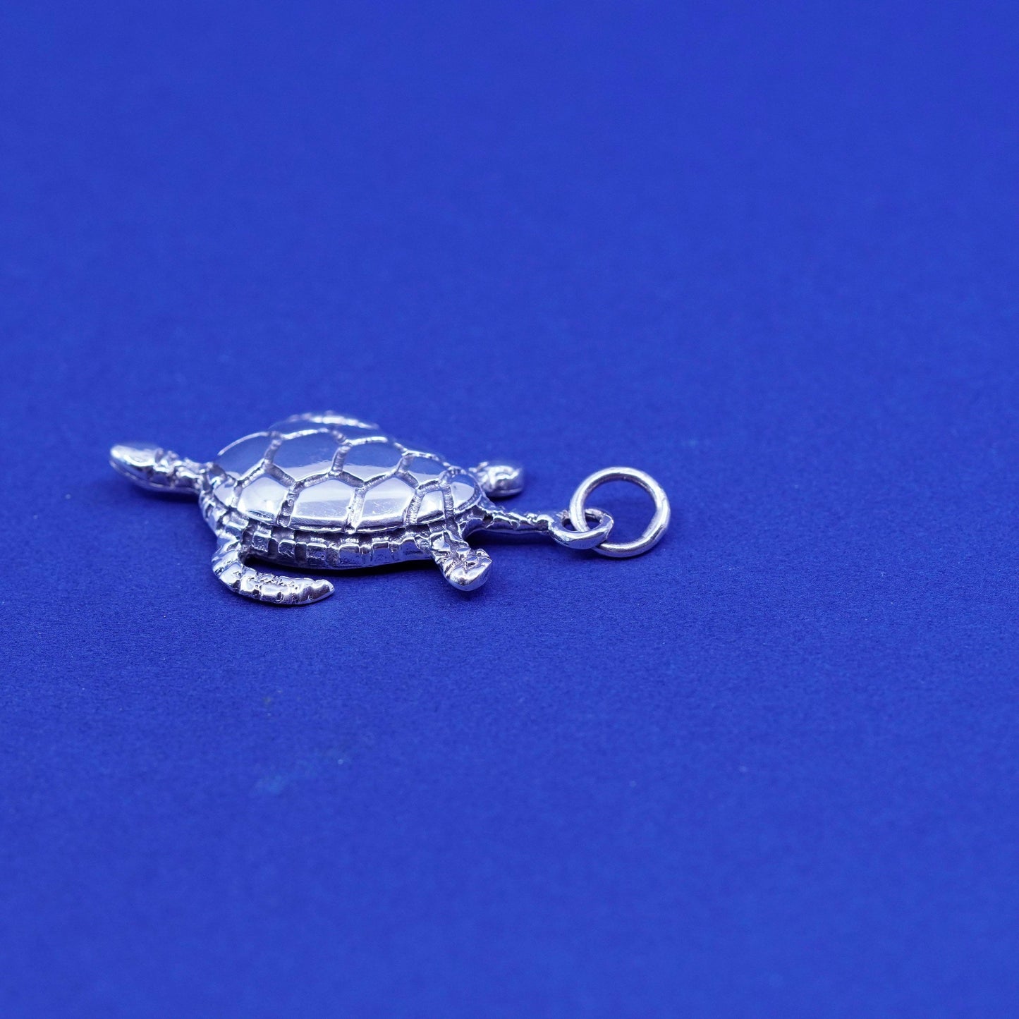 Vintage Sterling silver handmade pendant, 925 sea turtle charm