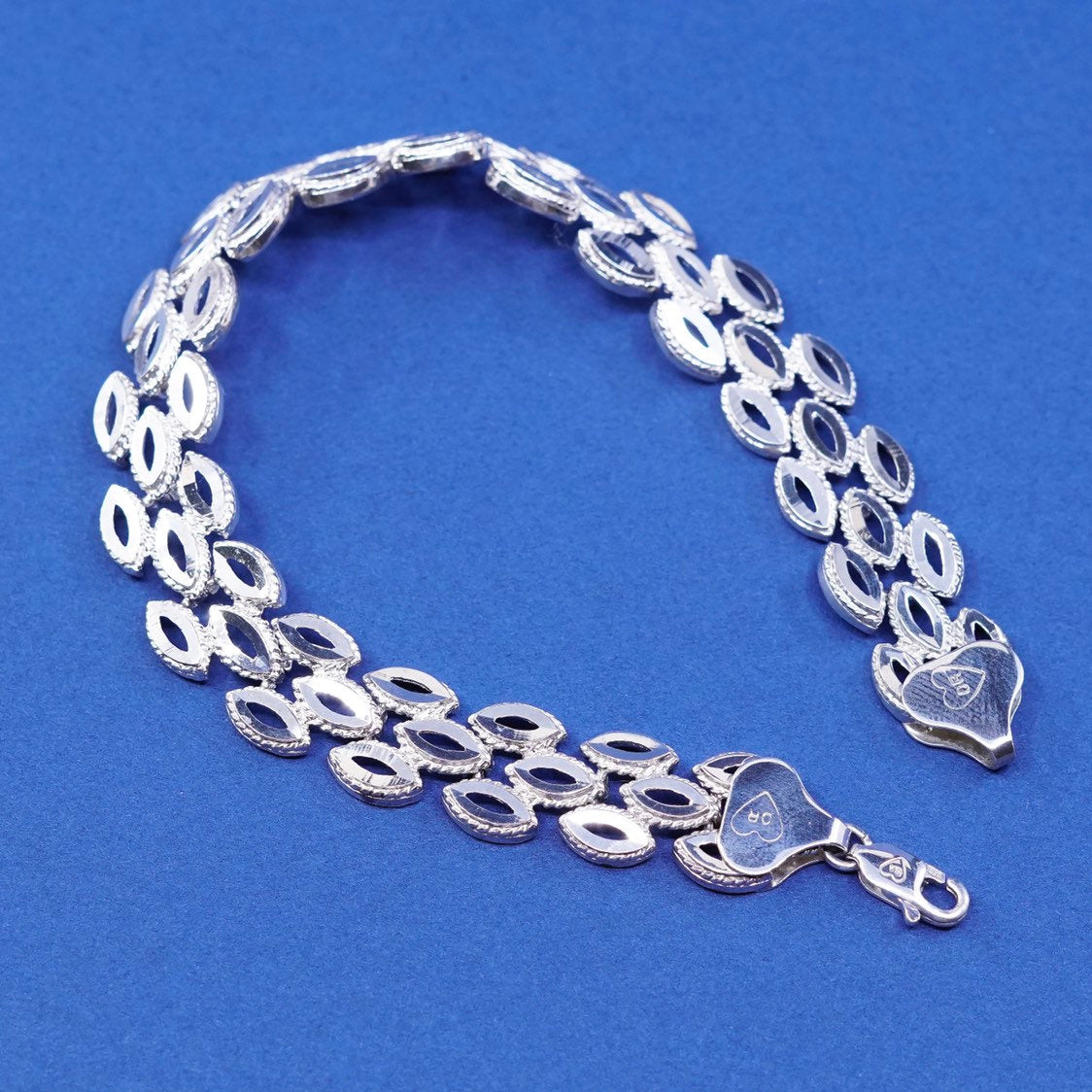7.25", 11mm, vtg OR Sterling silver handmade bracelet, 925 tennis bracelet