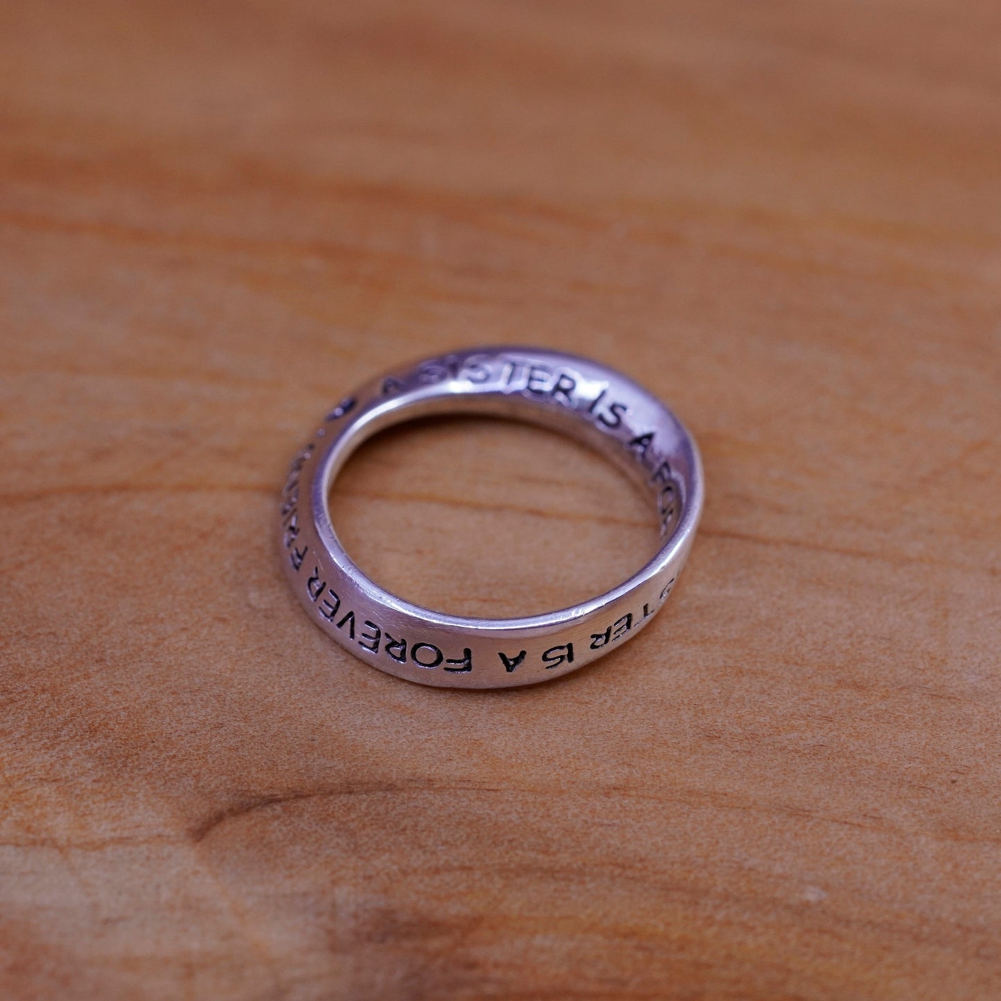 Sterling silver quote pendant, 925 circle embossed a sister is a forever friend