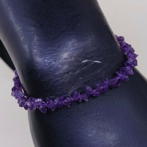 7”, Vtg Sterling 925 Silver Handmade Bracelet W/ Amethyst Nuggets N “friends”
