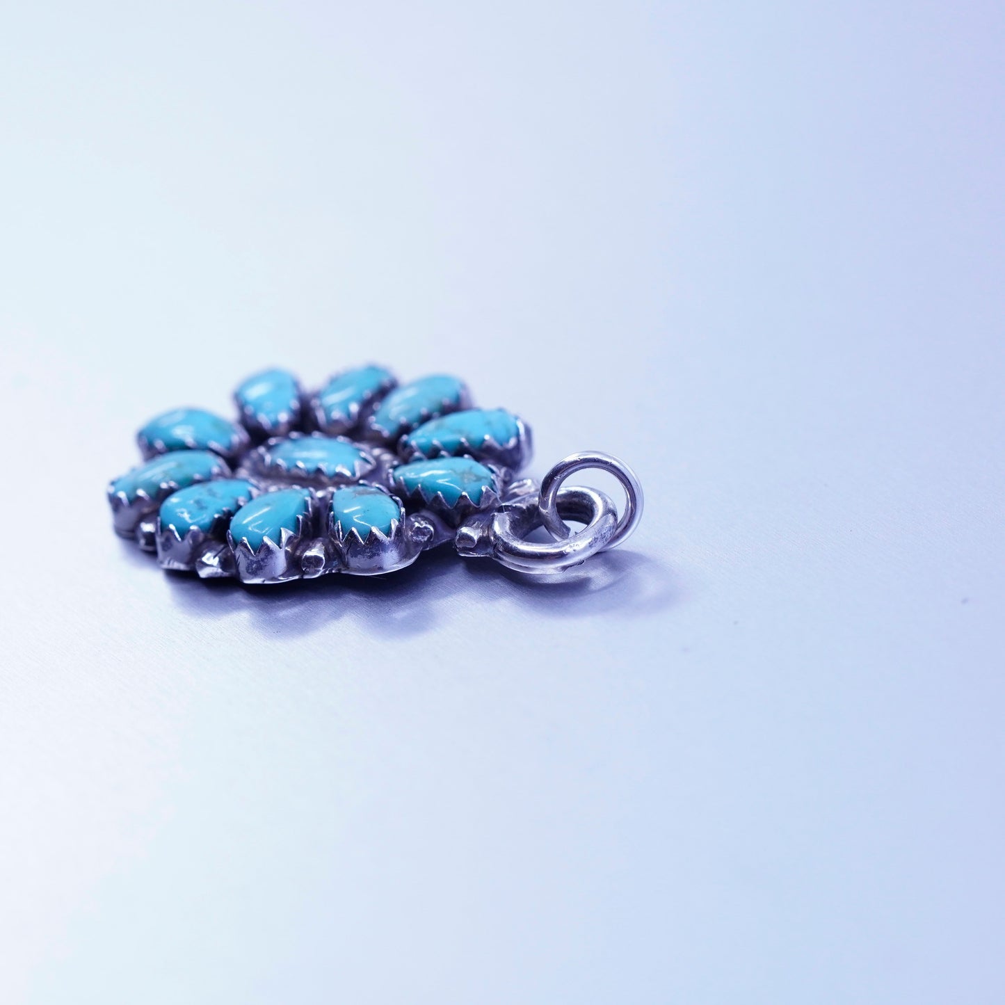 antique Native American navajo sterling 925 silver pendant with turquoise