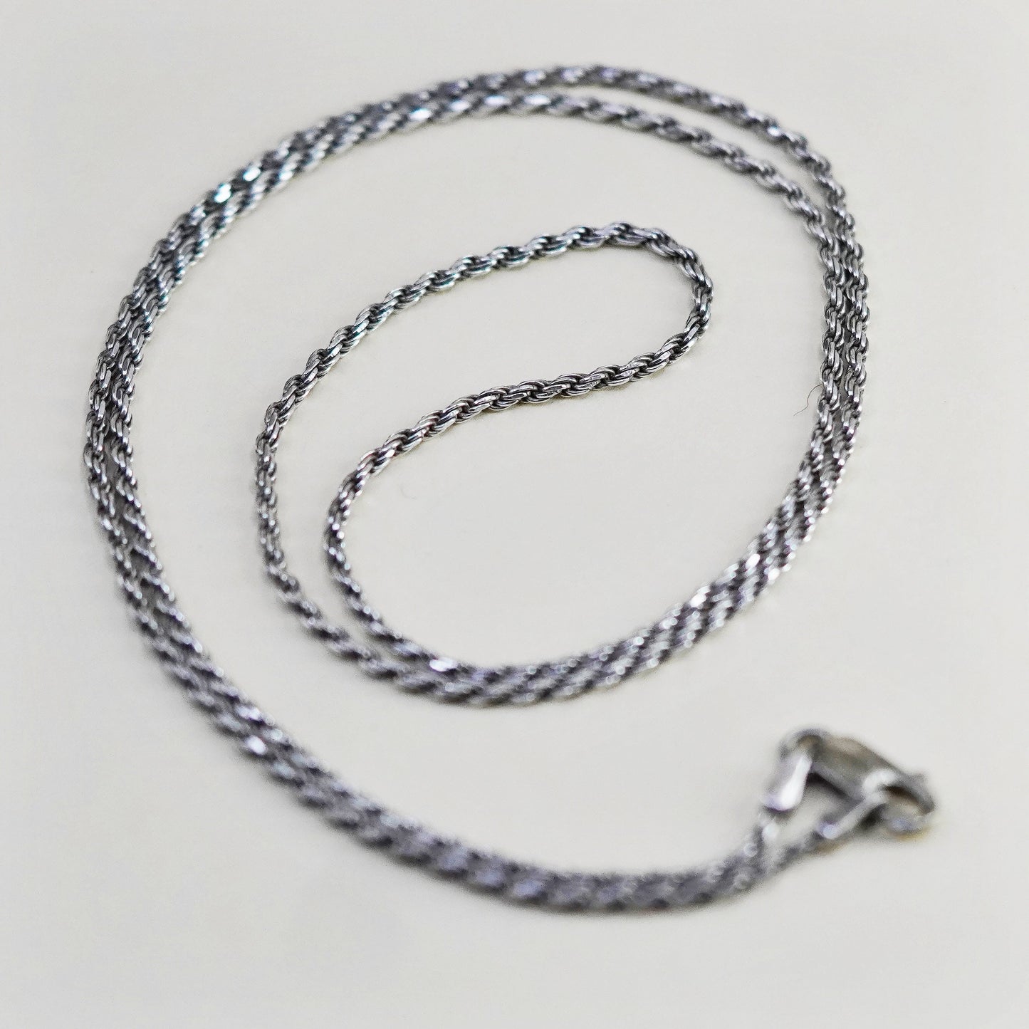 24”, 1.6mm, vintage Sterling silver necklace, 925 rope chain