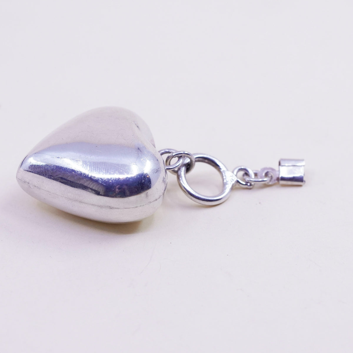 Vintage Mexico handmade sterling silver puffy heart, 925 pendant
