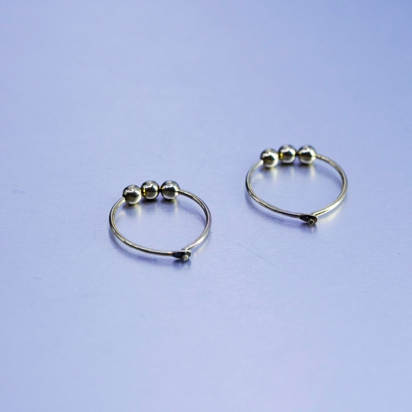 0.5”, vermeil gold over Sterling silver handmade earrings, 925 hoops beads