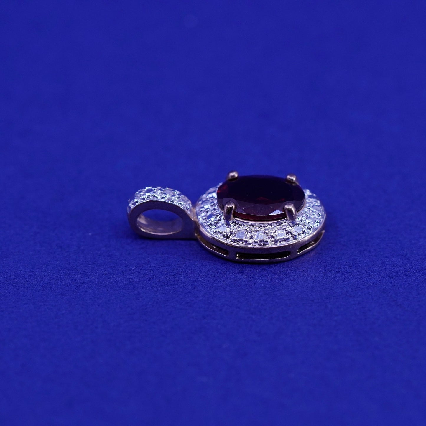 Vintage Vermeil gold over Sterling 925 silver pendant with genuine ruby diamond