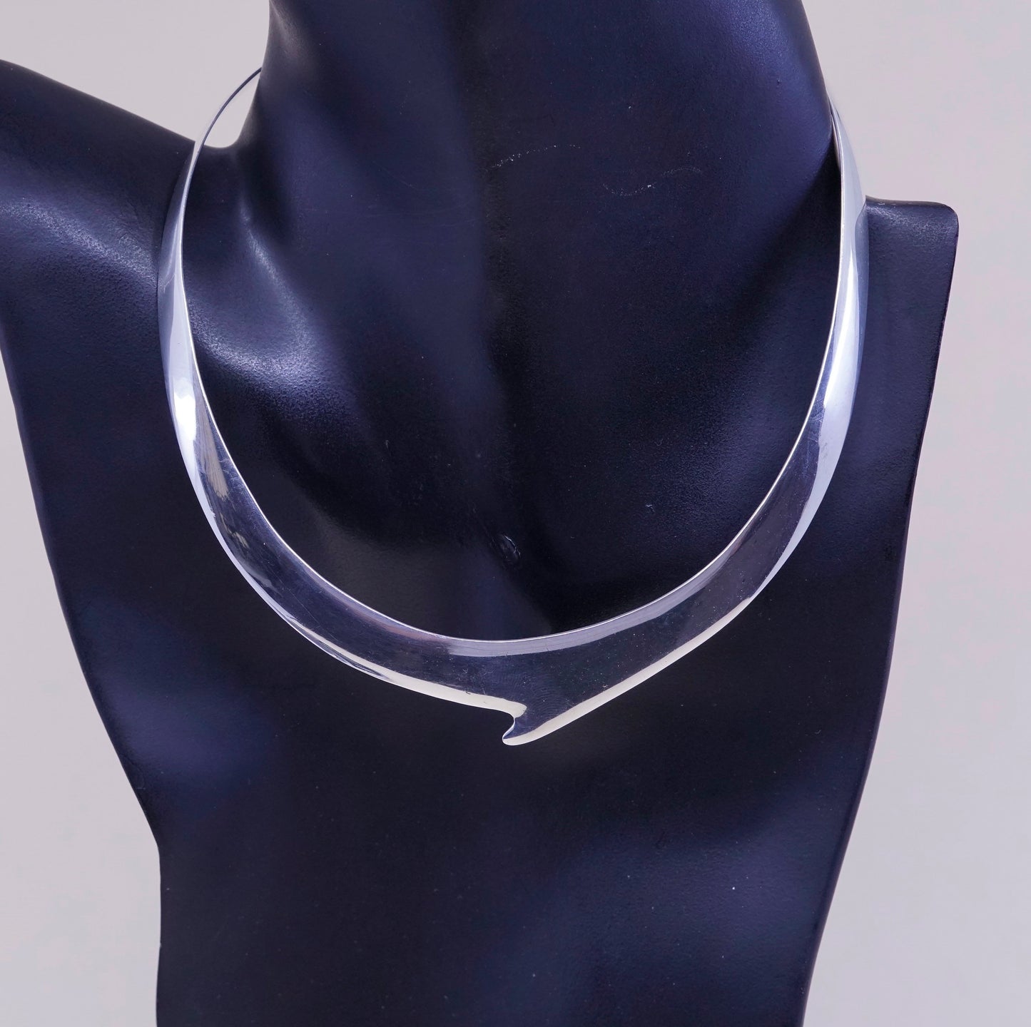 12”, Vintage mexico sterling 925 silver handmade choker collar necklace