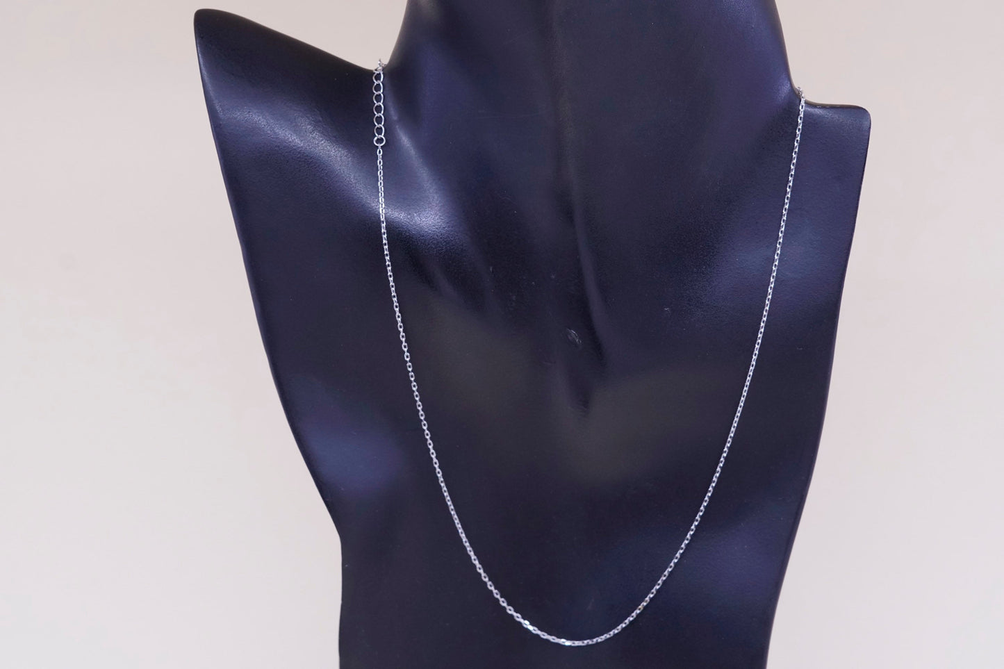 16+2”, 1mm, Vintage sterling silver flatten circle chain, Italy 925 necklace