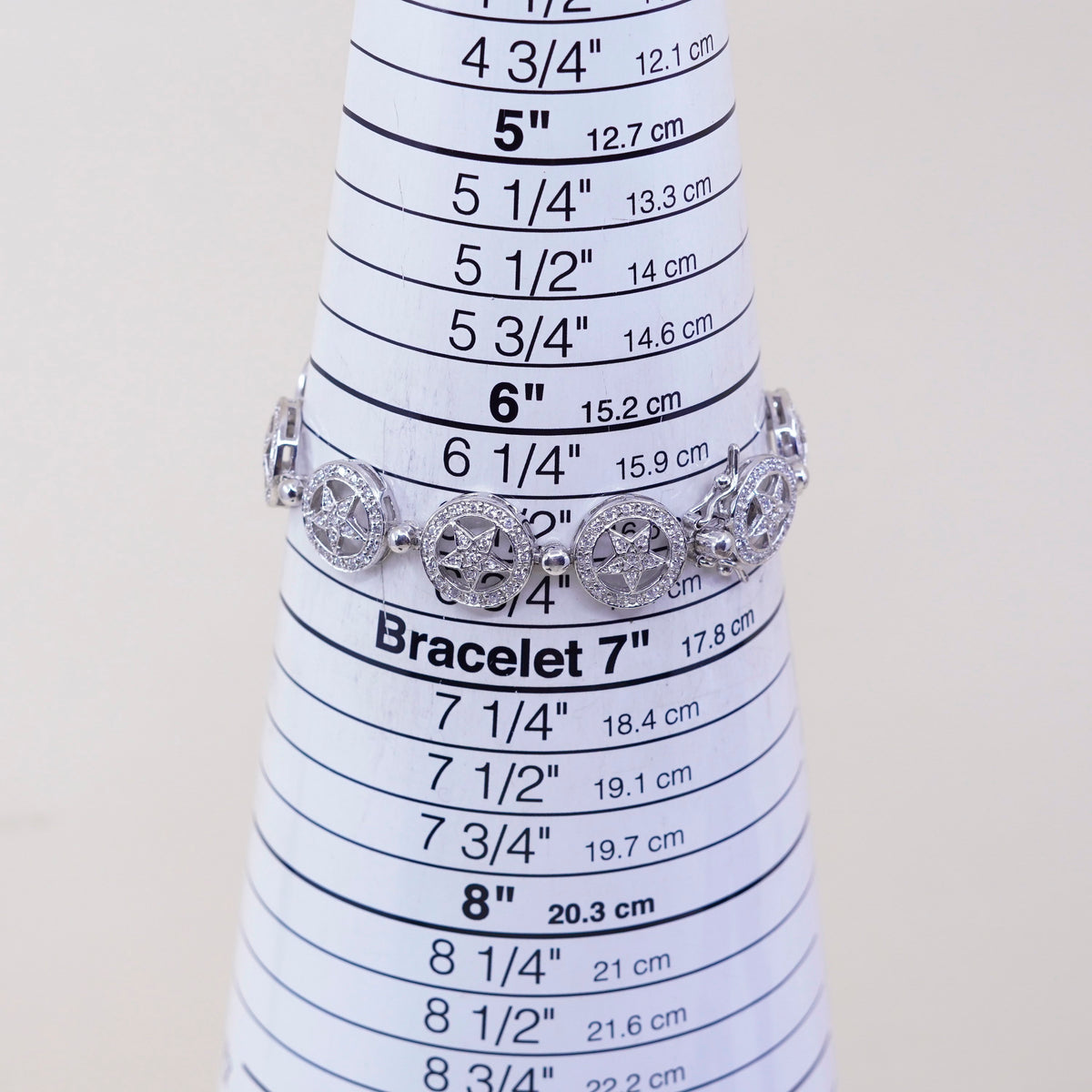 6.5”, sterling silver bracelet, 925 tennis star bracelet with cluster Cz
