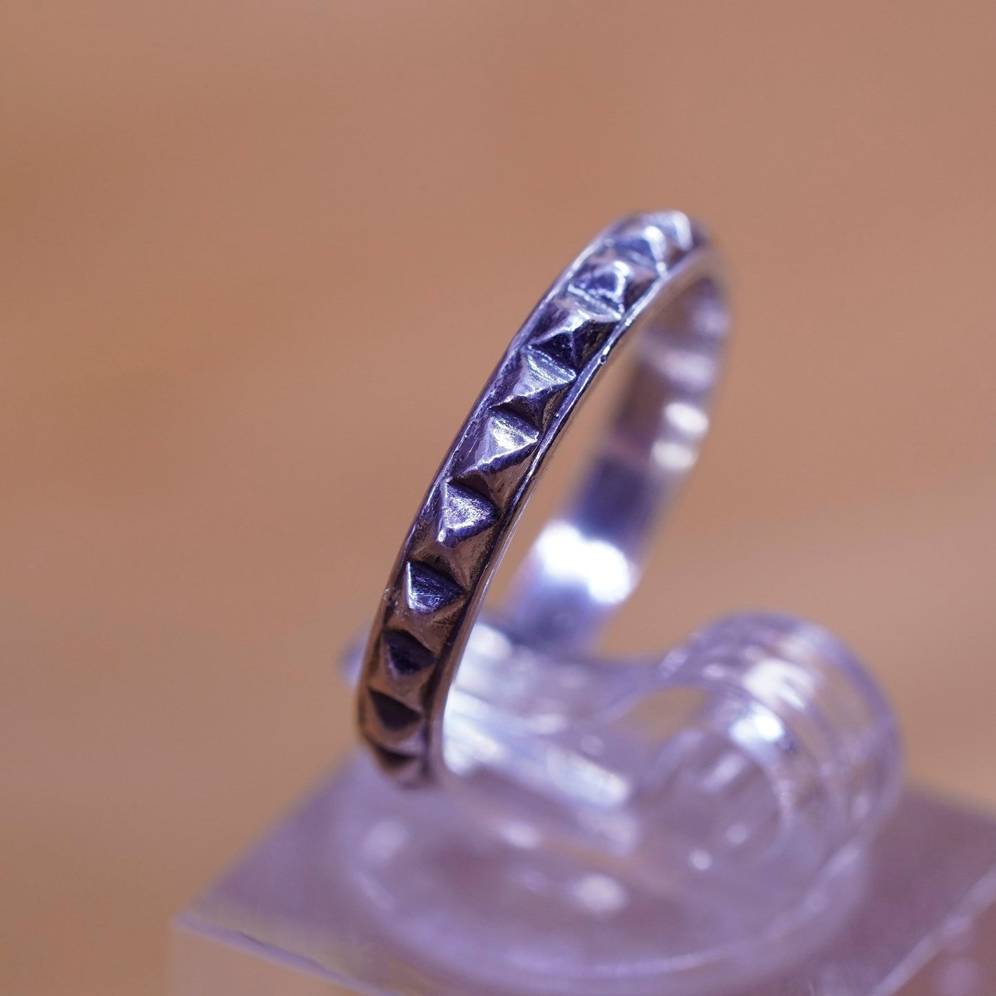 Size 6, Sterling silver stackable handmade ring, 925 stackable band with beads