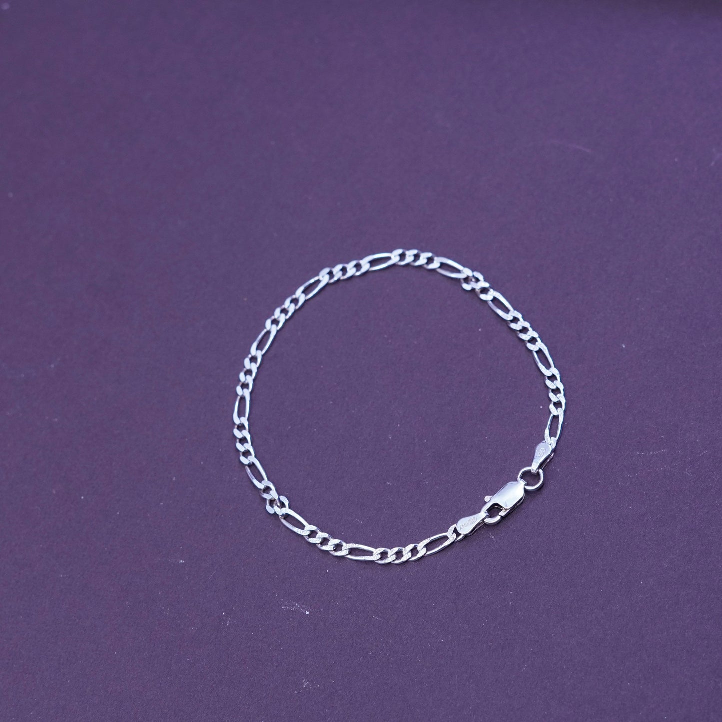 7”, 3mm, vintage Sterling silver bracelet, 925 figaro link chain