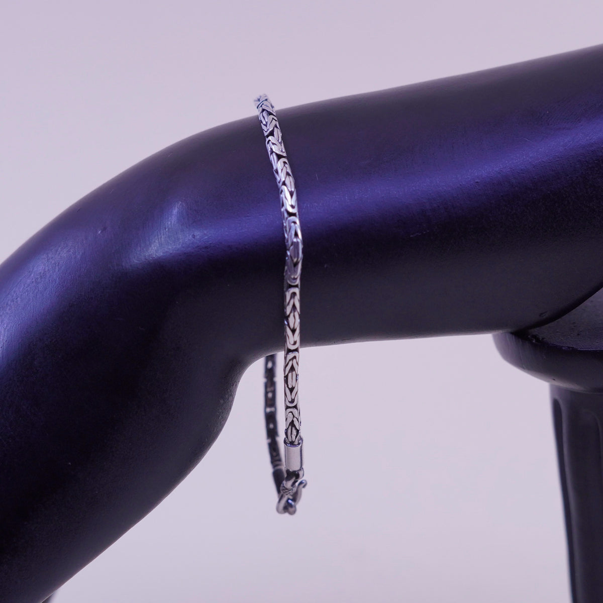 6.75”, bold Sterling silver handmade bracelet, 925 Byzantine, birdcage chain
