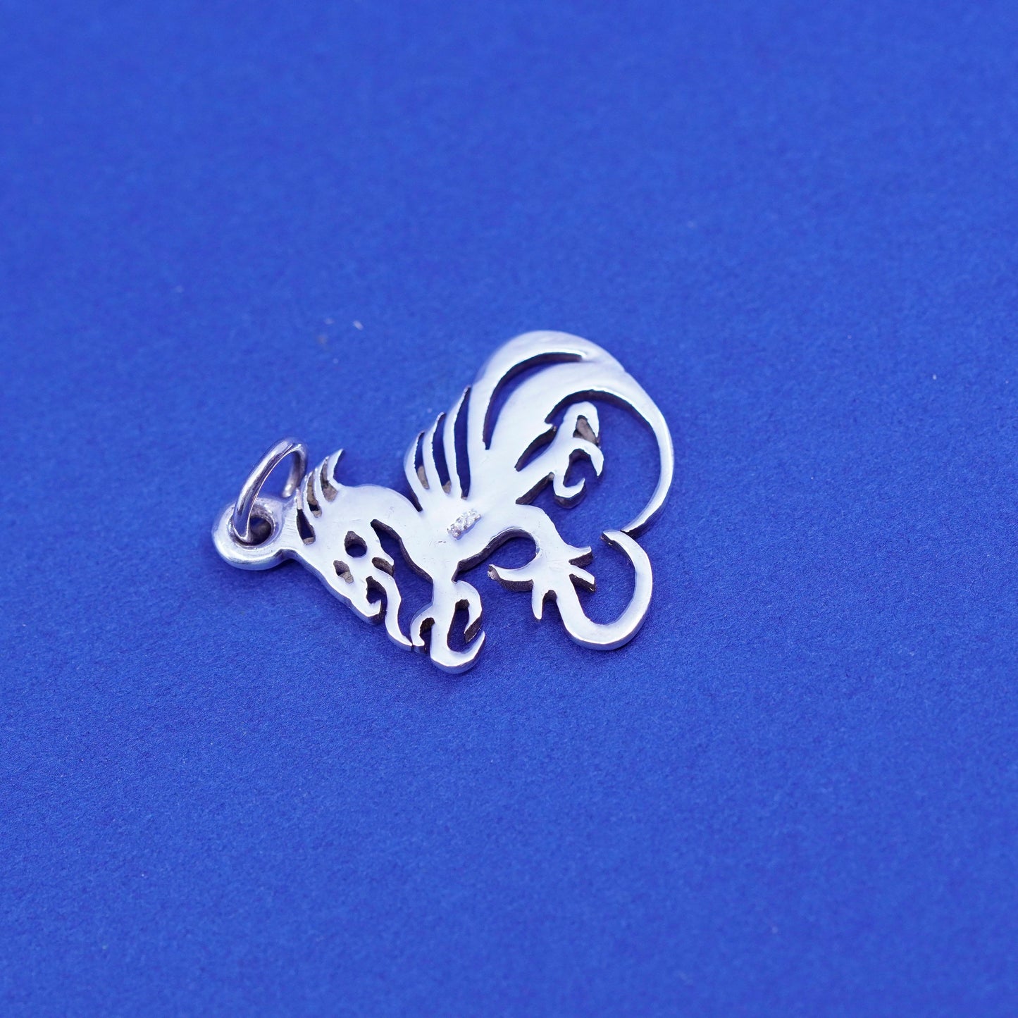 Vintage sterling silver handmade pendant, 925 dragon charm