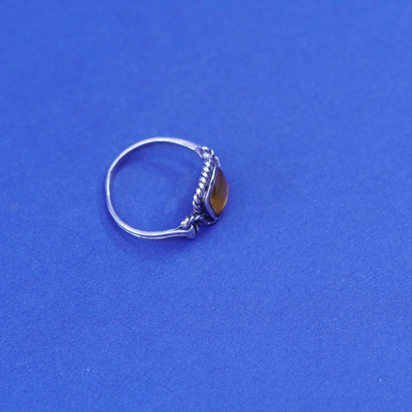 Size 6, vintage Sterling 925 silver handmade ring with golden tiger eye