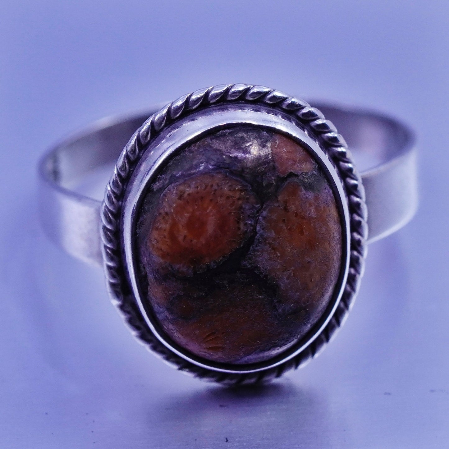 Size 6.25, vintage Sterling 925 silver handmade ring with red jasper