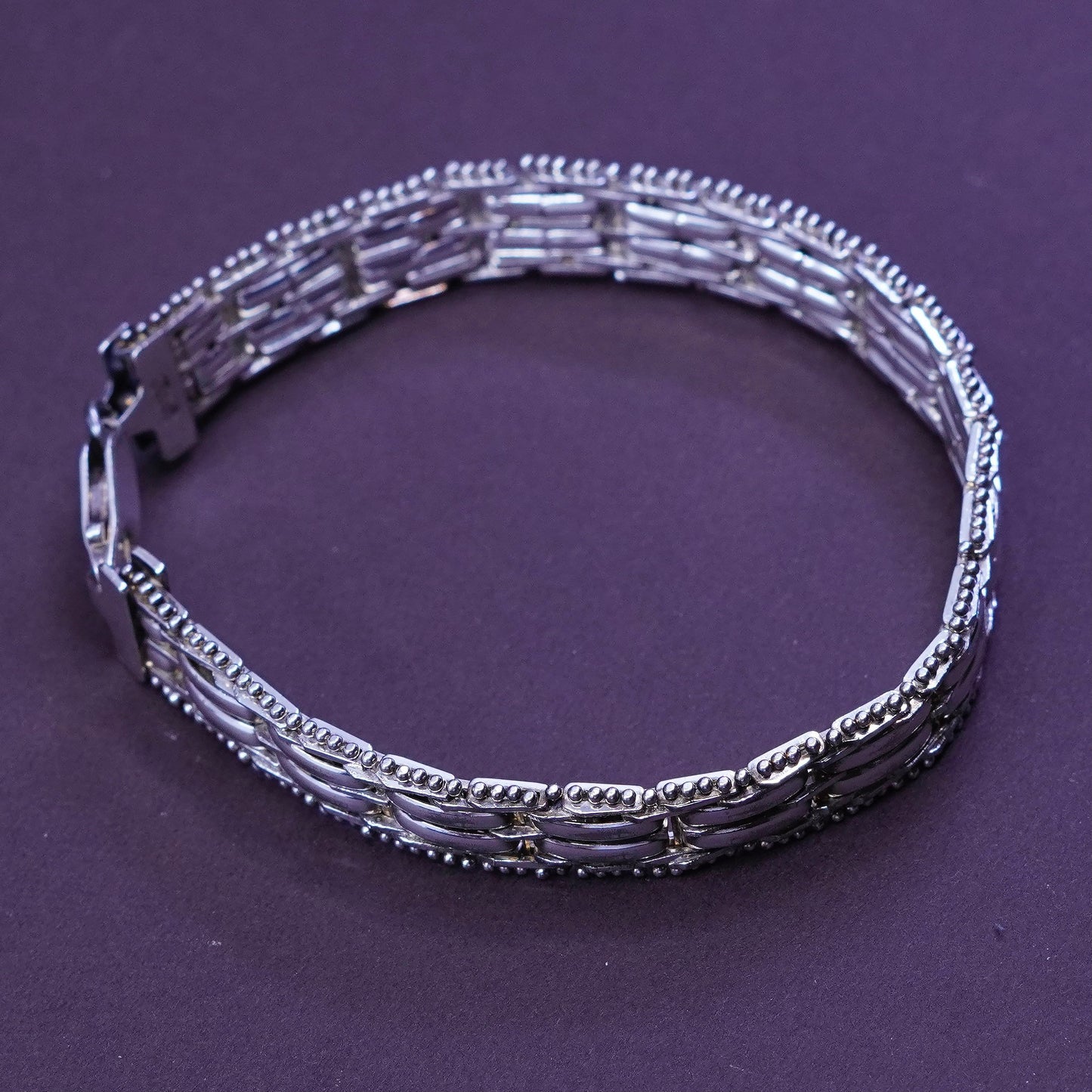 7”, 10mm, vintage milor Sterling silver bracelet, Italy 925 Riccio chain