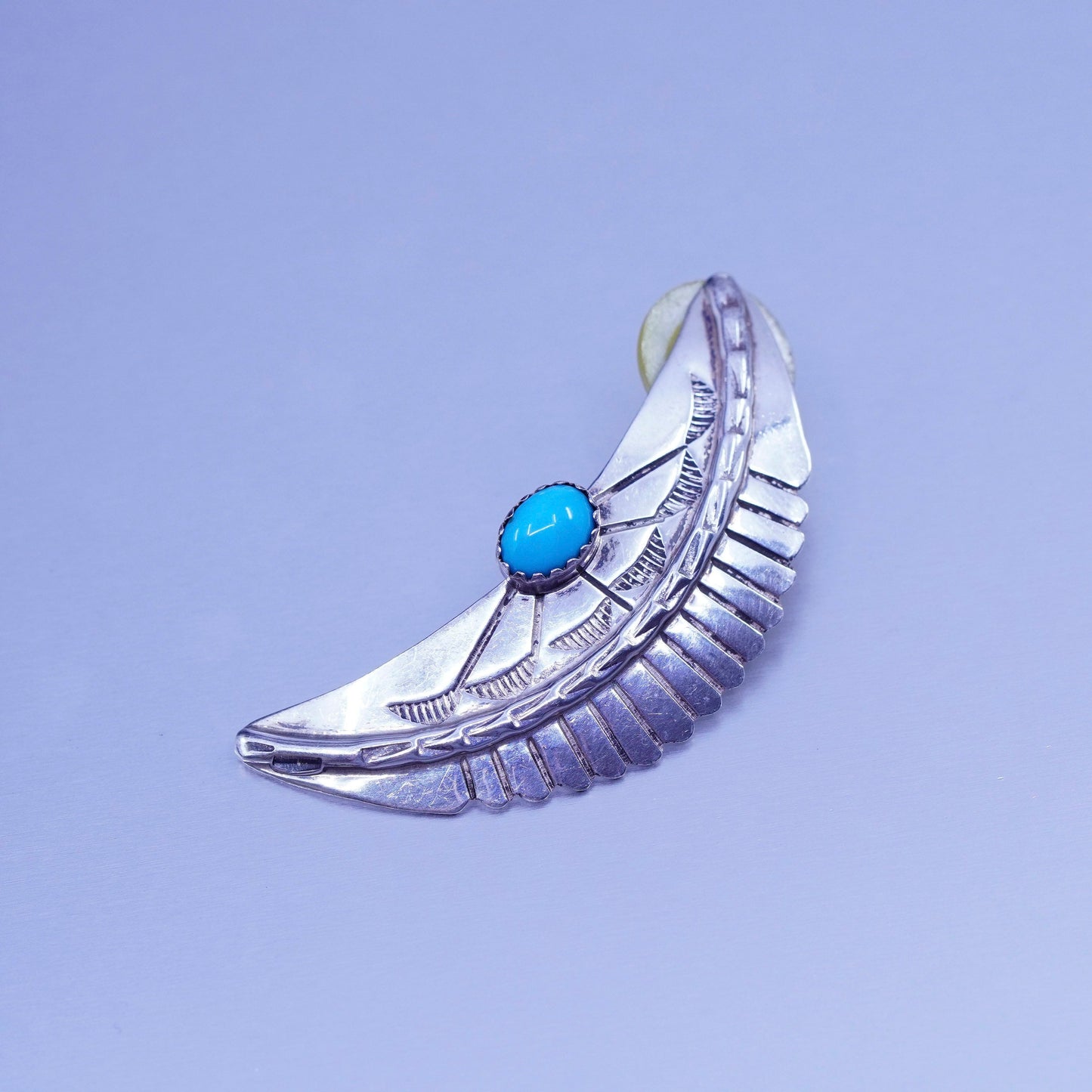vtg Navajo native American Sterling 925 silver earrings, moon studs turquoise