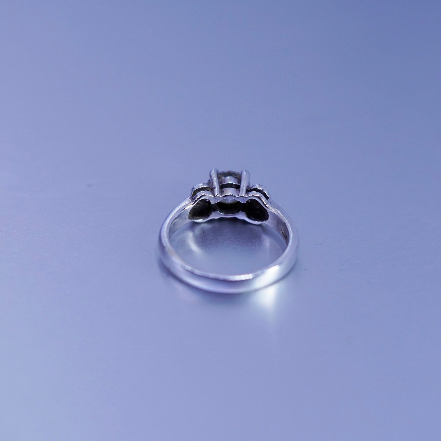 Size 7, vtg Sterling 925 silver handmade engagement ring with Cz and marcasite