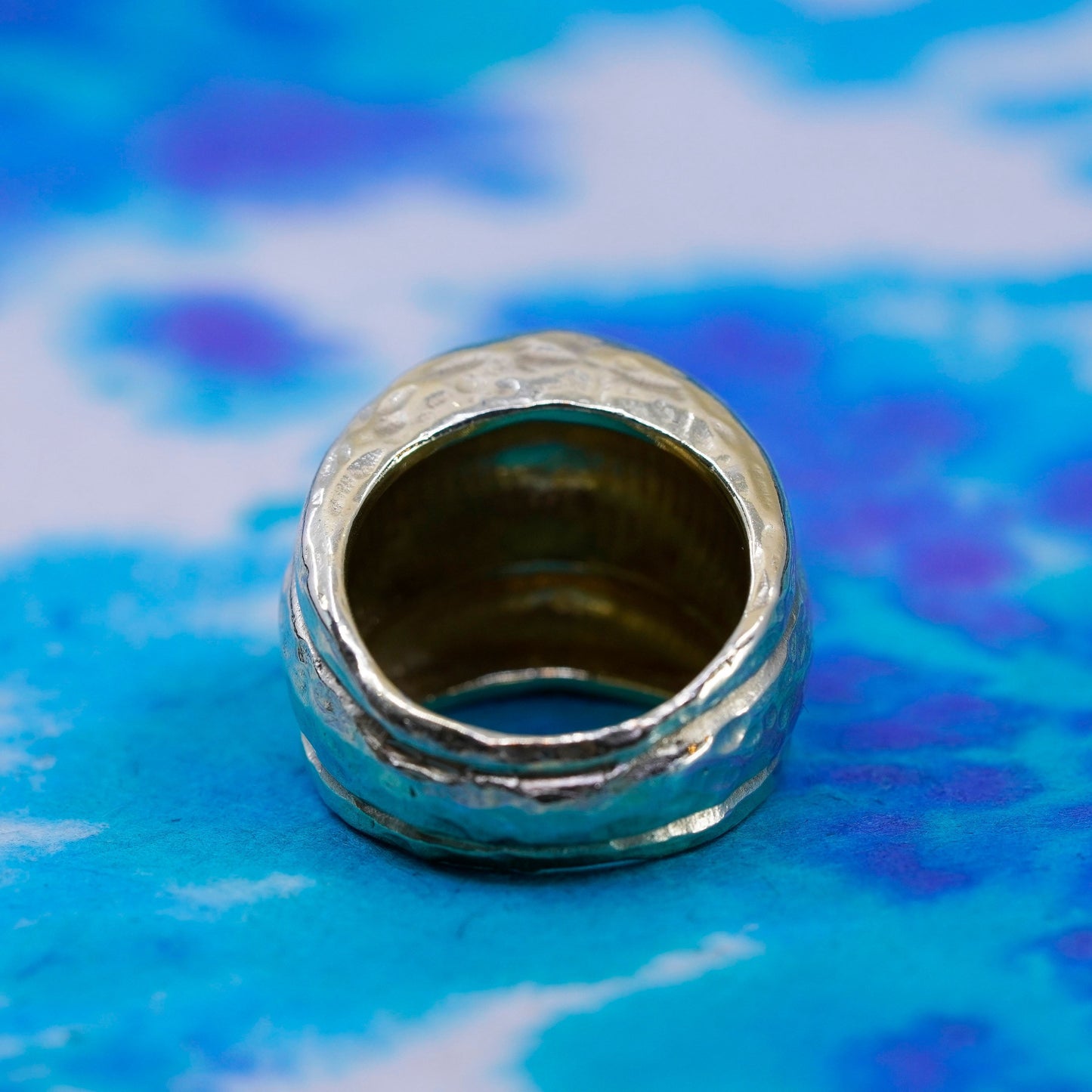 Size 6.25, Gold Vermeil Etruscan Revival Sterling 925 Silver ribbed ring band