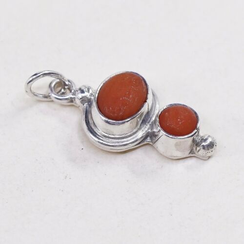 Vtg Native American Robert Becenti Sterling 925 Silver Navajo Pendant W/ Coral