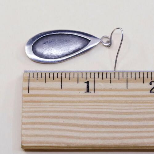 Vtg Mexico Sterling 925 Silver Handmade Hammered Teardrop Dangles Earrings