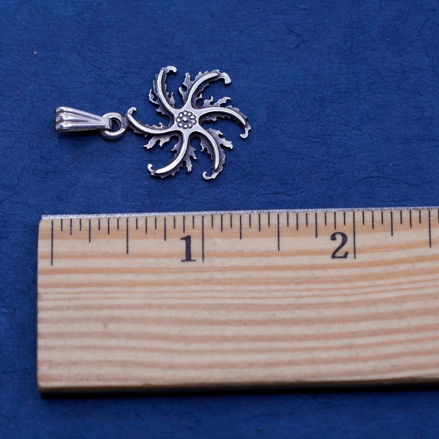 Vintage sterling silver handmade pendant, 925 whirly swirl charm