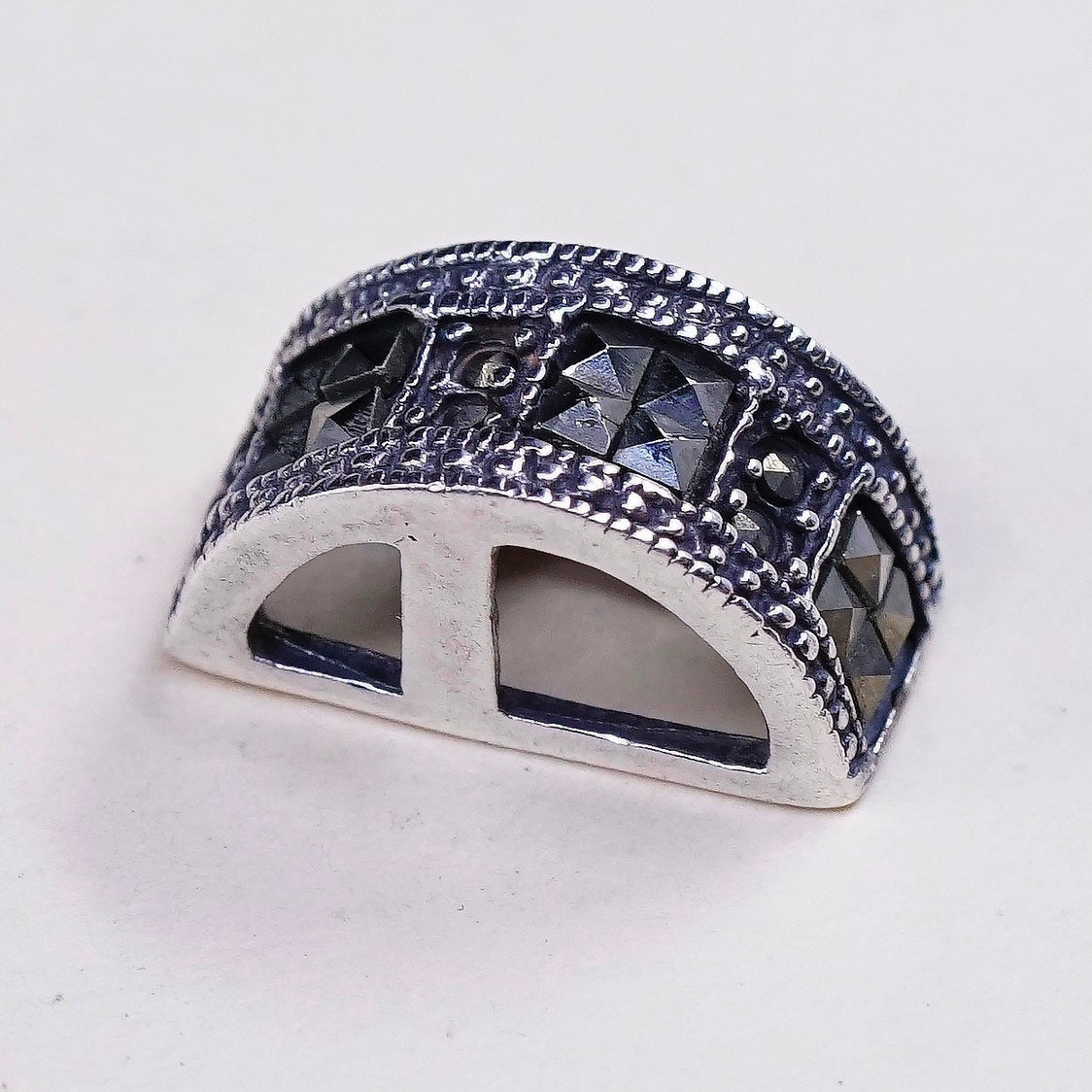 VTG sterling silver handmade pendant, 925 silver with marcasite pendant