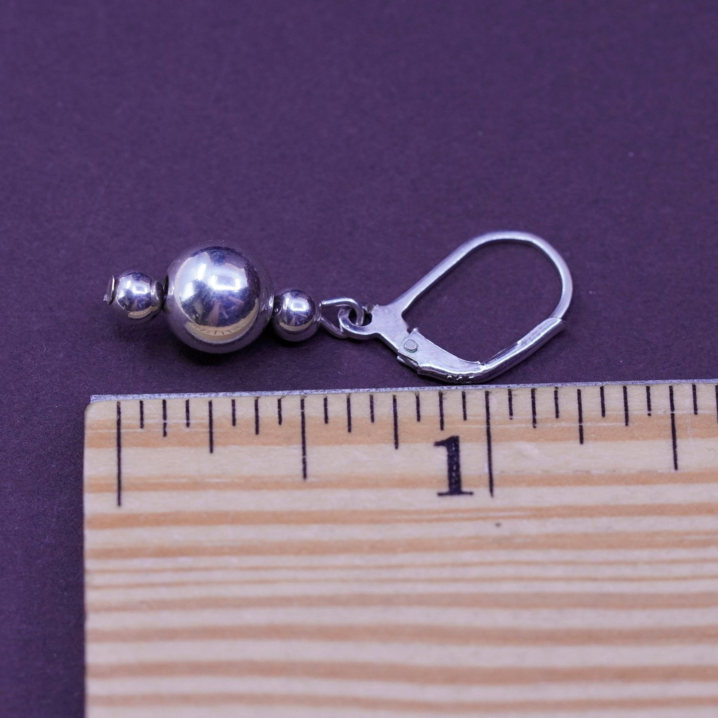 Vintage Sterling silver handmade earrings, 925 beads drops