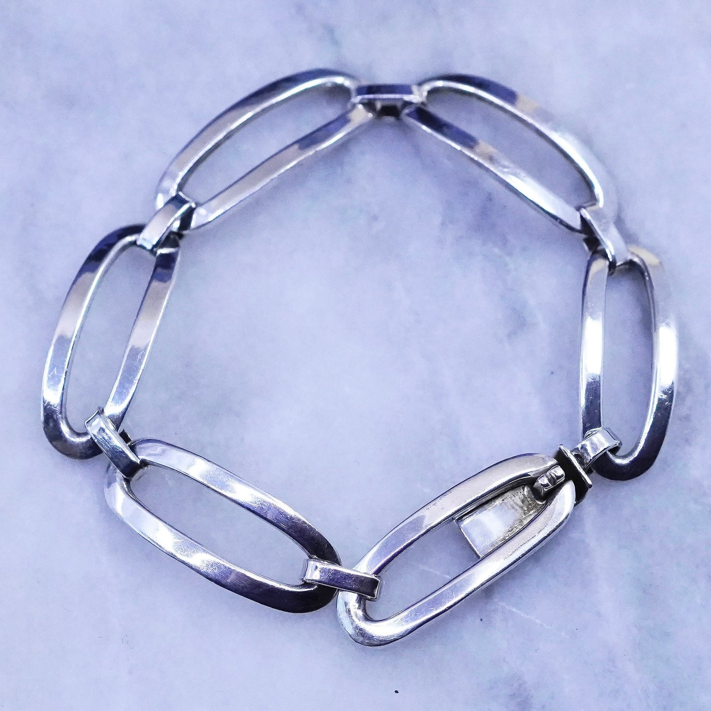 6.75”, 12mm, vintage Mexico Sterling 925 silver men’s oval chain bracelet