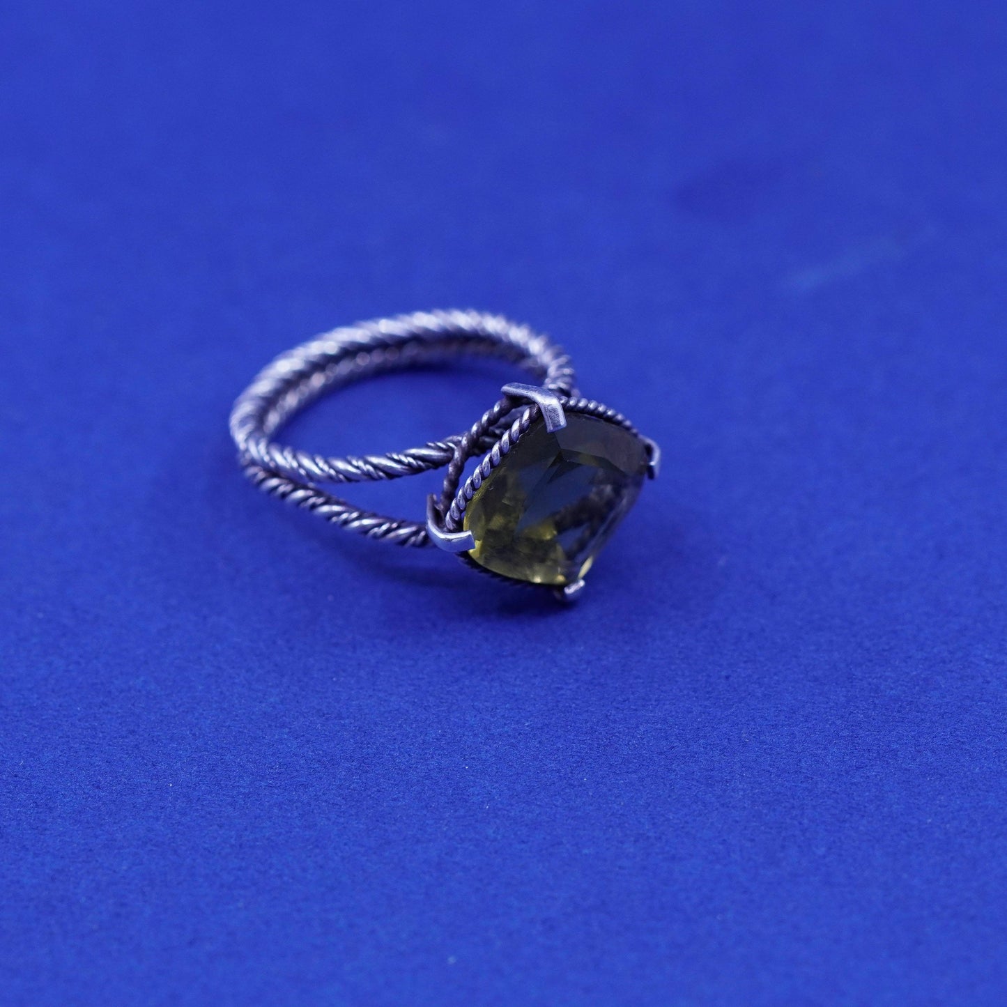 Size 6, vintage Sterling silver handmade Green Olivine 925 Ring
