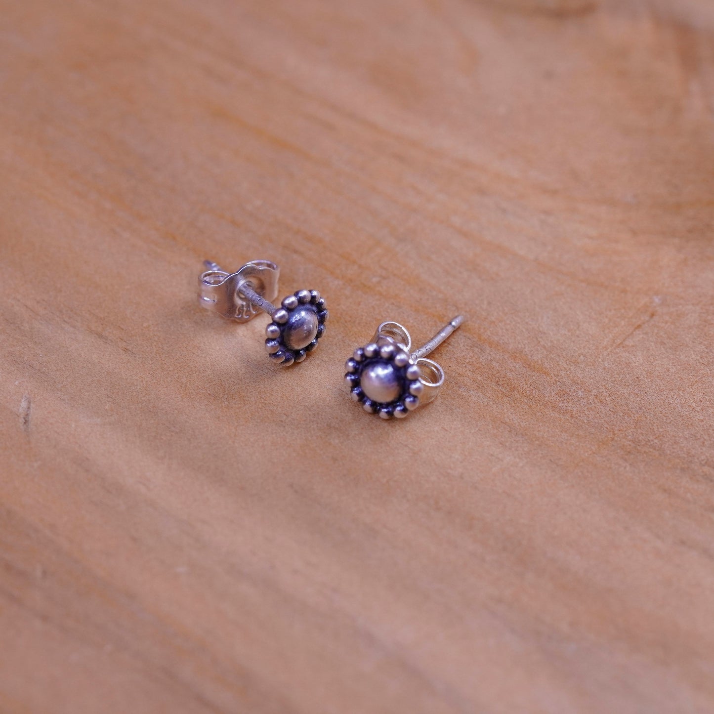 vintage Sterling silver handmade earrings, 925 flower studs