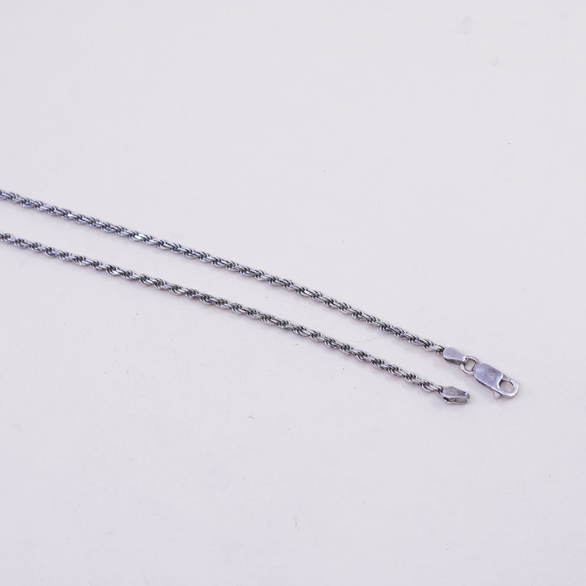 18” 2mm, vintage sterling silver necklace, 925 rope chain