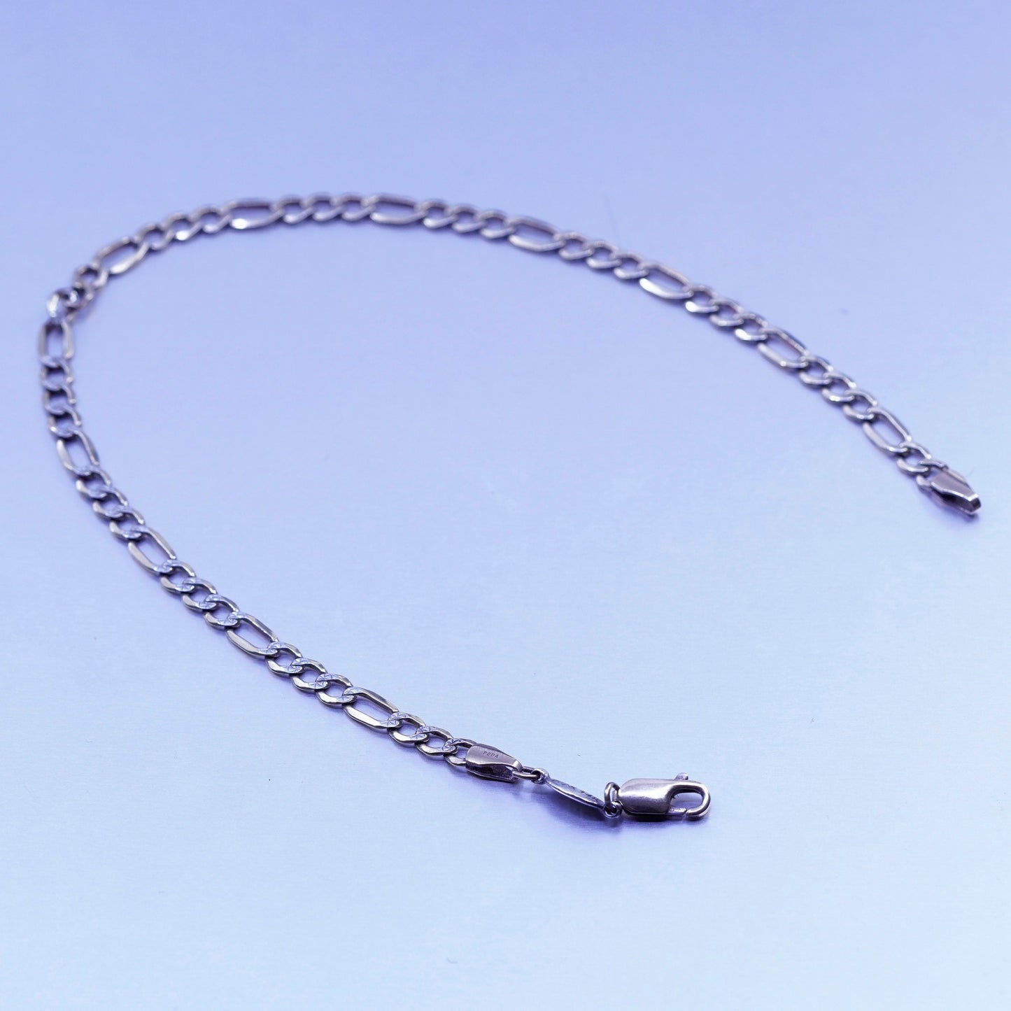 10.5”, Piercing Pagoda 2/25 14K gold Sterling 925 silver figaro bracelet anklet